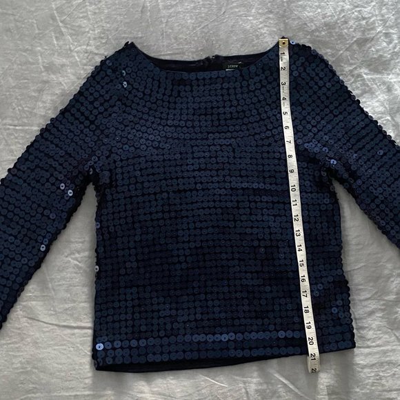 NWT J.Crew Navy Sequin Long-Sleeve Top - Picture 10 of 12